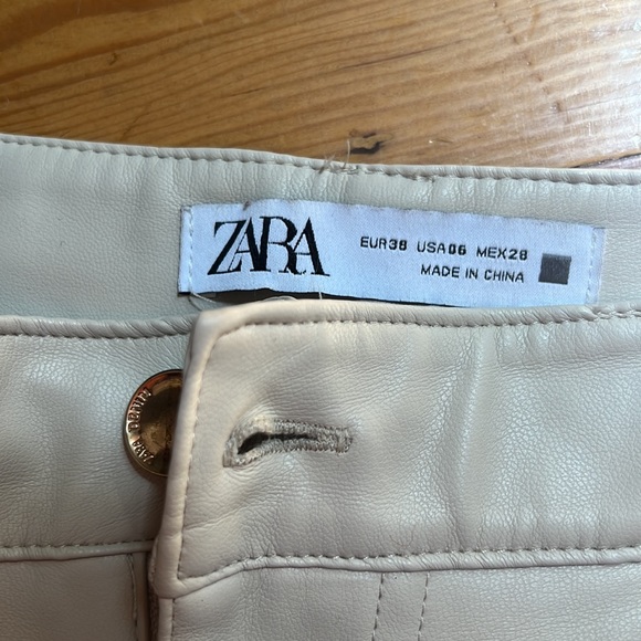 Zara Ivory Vegan Leather Pants - Picture 3 of 5